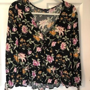 Black Floral Fashion Blouse